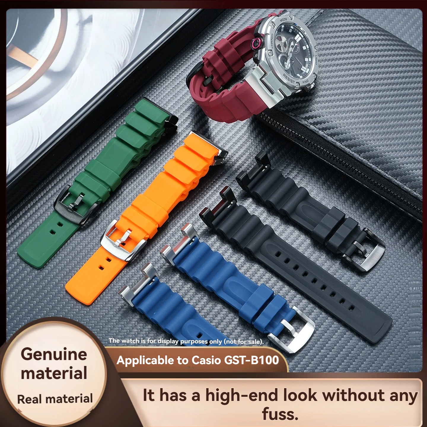 Фото Подходит для G-SHOCK Casio GST-B100 W300G серии S130, водонепроницаемый спортивный силиконовый ремешок для часов, сменные аксессуары. №1