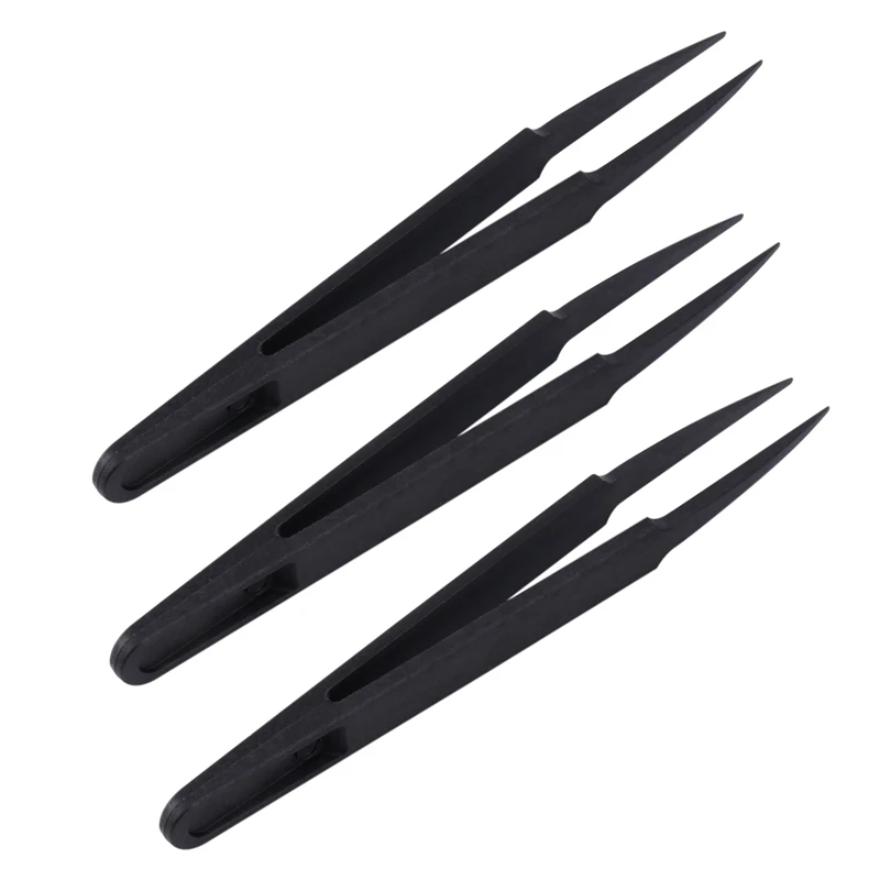 

60 Pcs Black Plastic Electronic Pointy Tip Anti-Static Tweezers