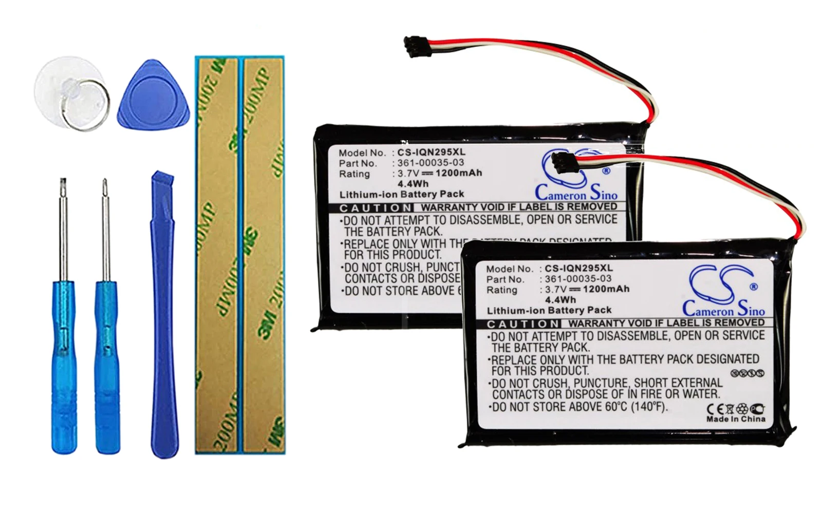 

2pack 1200mA Battery for Garmin Nuvi 2557, Nuvi 2557 LMT, Nuvi 2557LMT, Nuvi 2597 361-00035-03, 361-00035-07