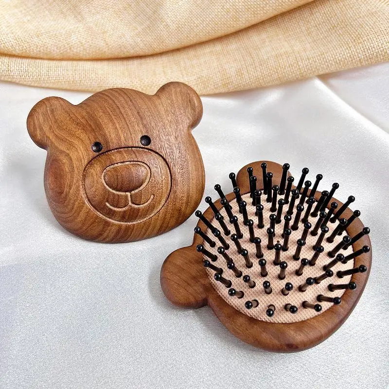 

1pcs Cute Bear Solid Wood Airbag Comb Meridian Scraping Brush Scalp Massage Relaxation Smooth Hair Promoting Blood Circulation