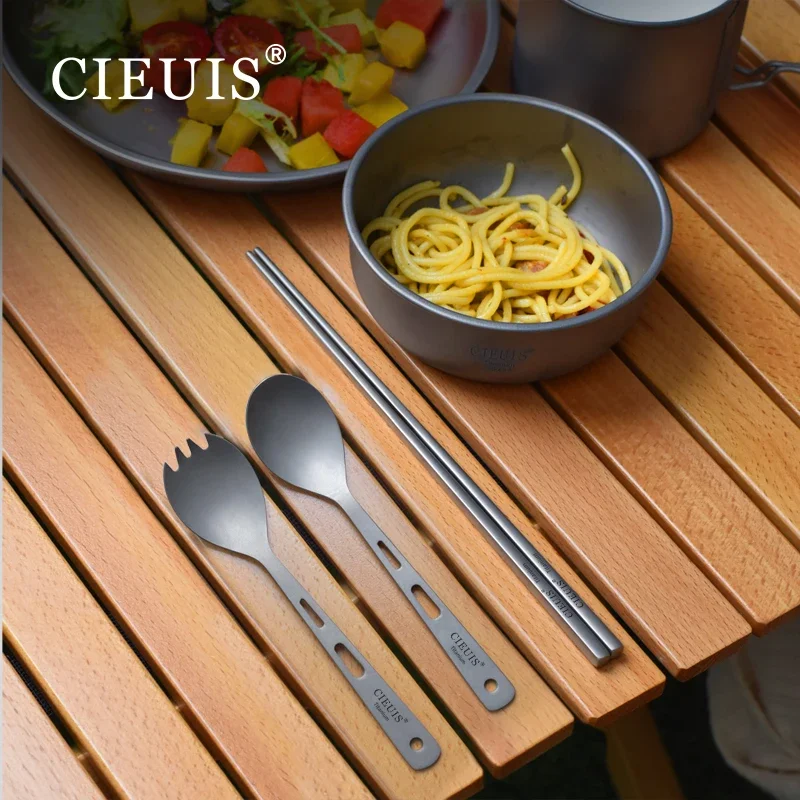 Cieuis титановые столовые приборы многоразовая ложка набор споров легкая столовая