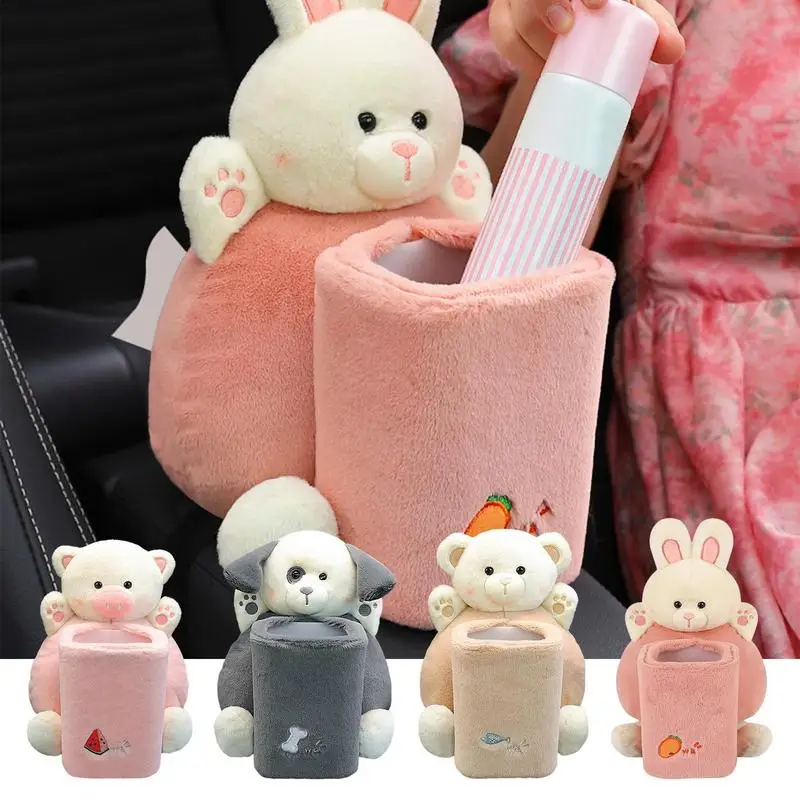 

Cute Car Tissue Box Auto 2 In 1 Cartoon Trash Bag Animal Tissue Holder Automobile Napkin Box Vehicle Interior Waterproof Basket