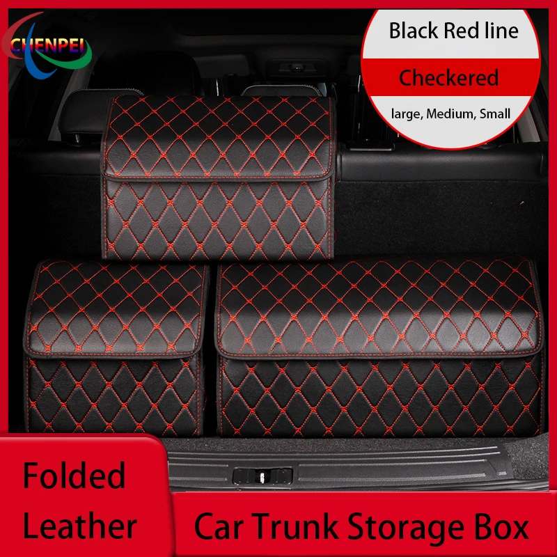 

Car storage box car trunk storage box folding leather storage box car organizer box Stowing Tidying Car Accessories