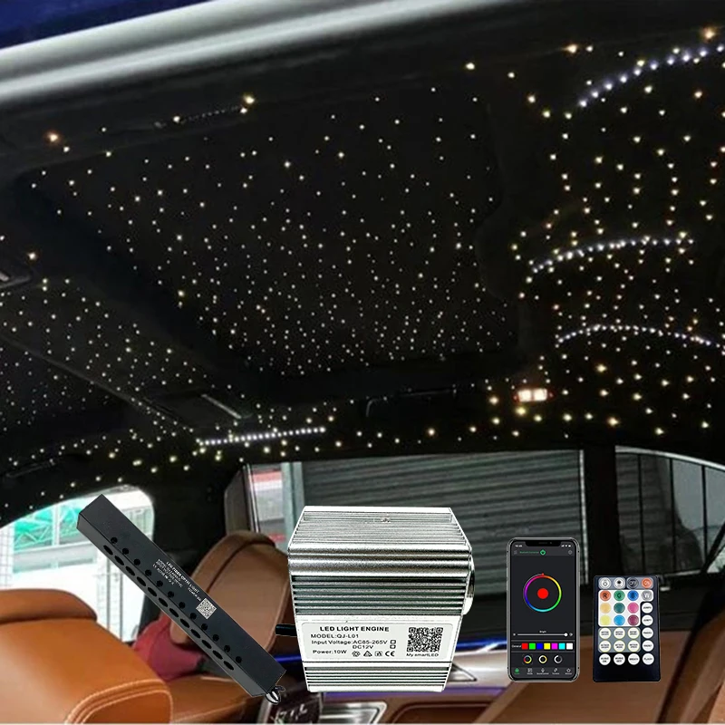 Twinkle RGBW Fiber Optic Star Light Kit Smart app Car Roof Starry sky Ceiling Shooting LED Combination lamp Cable Starry Effect