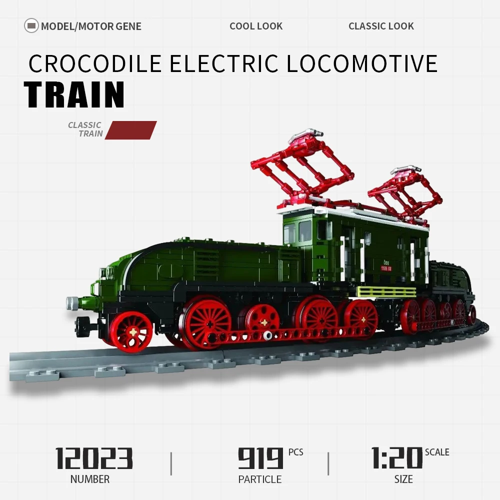 Mould King High Tech Crocodile Electric Locomotive Railway Train Moc Brick Technical Model Buliding Blocks Kid Toy Gift 919Pcs