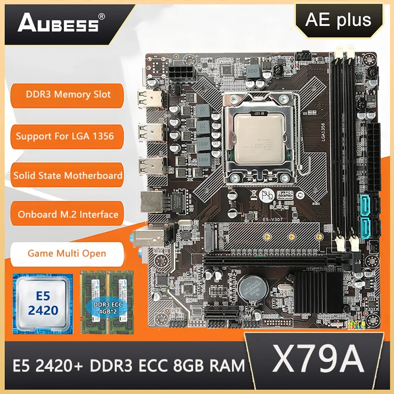 

Комплект материнской платы Aubess X79A с Xeon E5 2420V 2 процессором 2*16 ГБ DDR3 M.2 NVME LGA 1356 комплект X79A комплект материнской платы для ПК