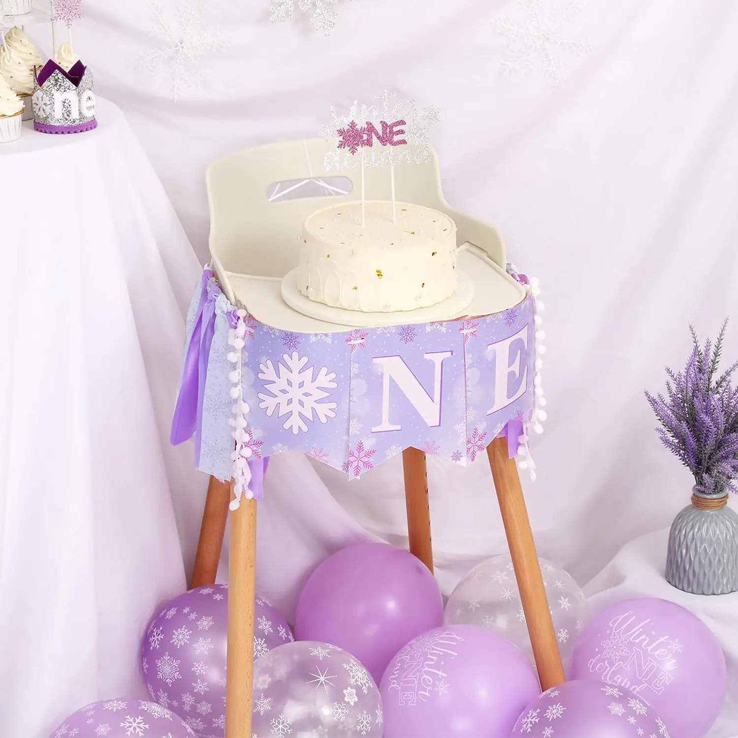 Зимний Onederland набор для украшения первого дня рождения баннер-хайкер торта зимняя