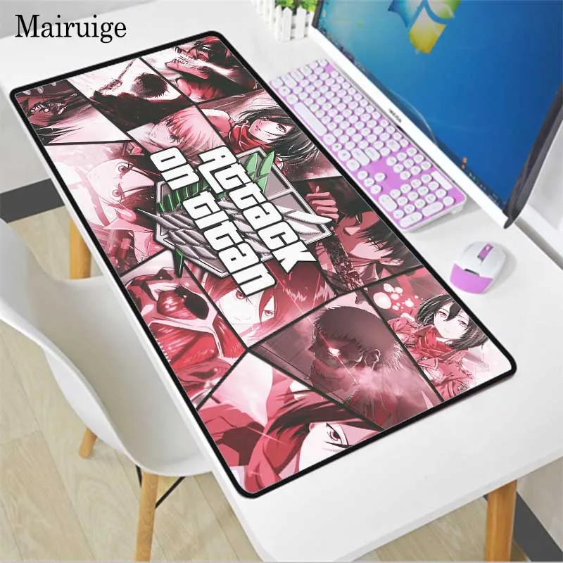 

Desk Mat Gaming Computer Mousepad Rubber Large Attack Anime Mouse Pad XXL Locking Edge Laptop PC Game Accessories Waterproof