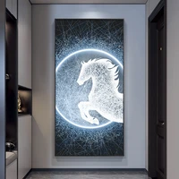 modern luxury porch horse art decorative painting wall lamp living room bedroom bedside led lamp corridor aisle hanging painting