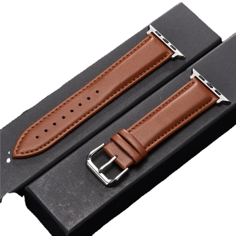 Calfskin Genuine Leather Watchband 38mm 40mm for iwatch 1 2 3 4 5 Soft Material Replace Wrist Strap 42mm 44mm for Apple Watch