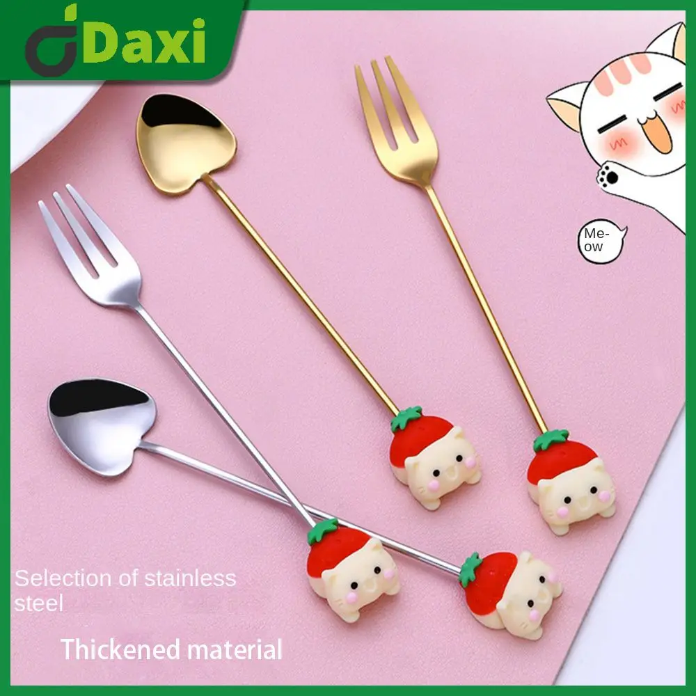 

Blunting Tip Stainless Steel Tableware No Dirt Easy Cleaning Cartoon Animal Shape Kitchen Knife Fork Spoon Mirror Polished