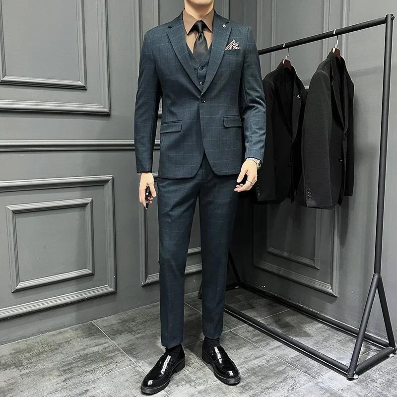 Элегантные Мужские костюмы (джекте + брюки) на одной пуговице облегающие смокинг