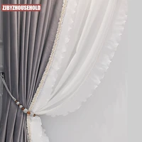 french living room light luxury curtains bedroom bay windows high grade gray velvet not inverted velvet stitching lace curtains