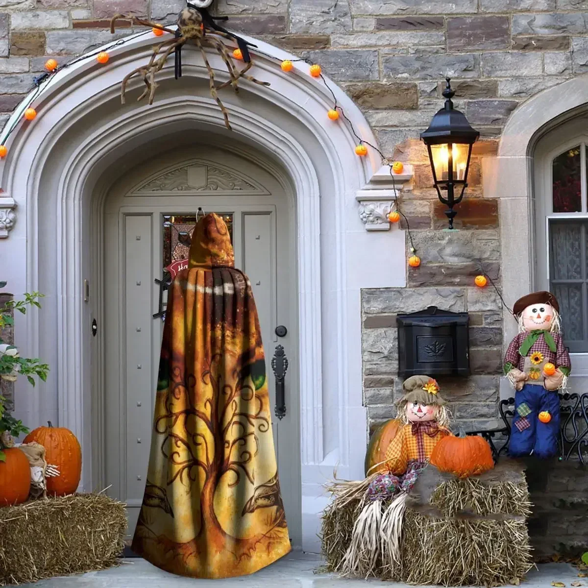 Плащ унисекс из полиэстера с капюшоном костюм ведьмы аксессуар деревом жизни