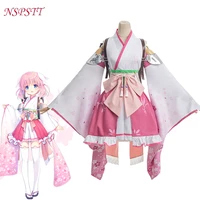 nspstt haizakura cosplay costume prima doll haizakura pink kimono women dress with big bow girls uniform outfit fullset