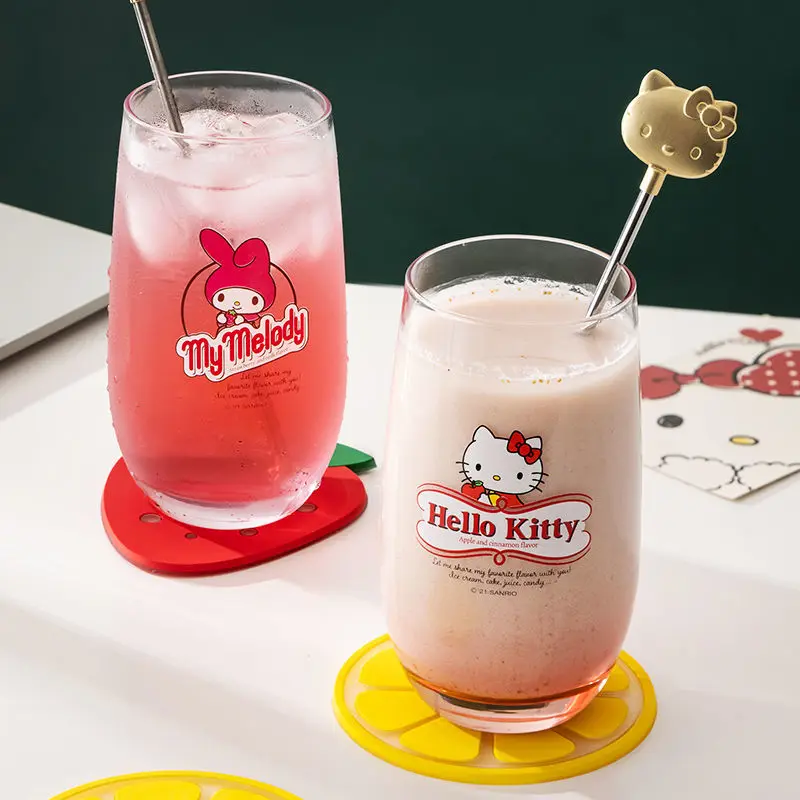 

Kawaii Sanrio Water Cup Kitty Cinnamoroll My Melody Cartoon Ceative Heat-resistant Large-capacity Juice Cup Gift for Girls