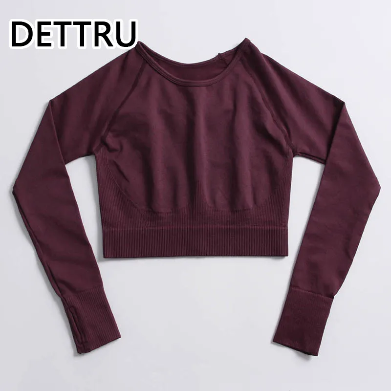 

Женская профессиональная одежда для тренажерного зала, рубашки с длинным рукавом для йоги, женская спортивная одежда, бесшовный топ для йог...