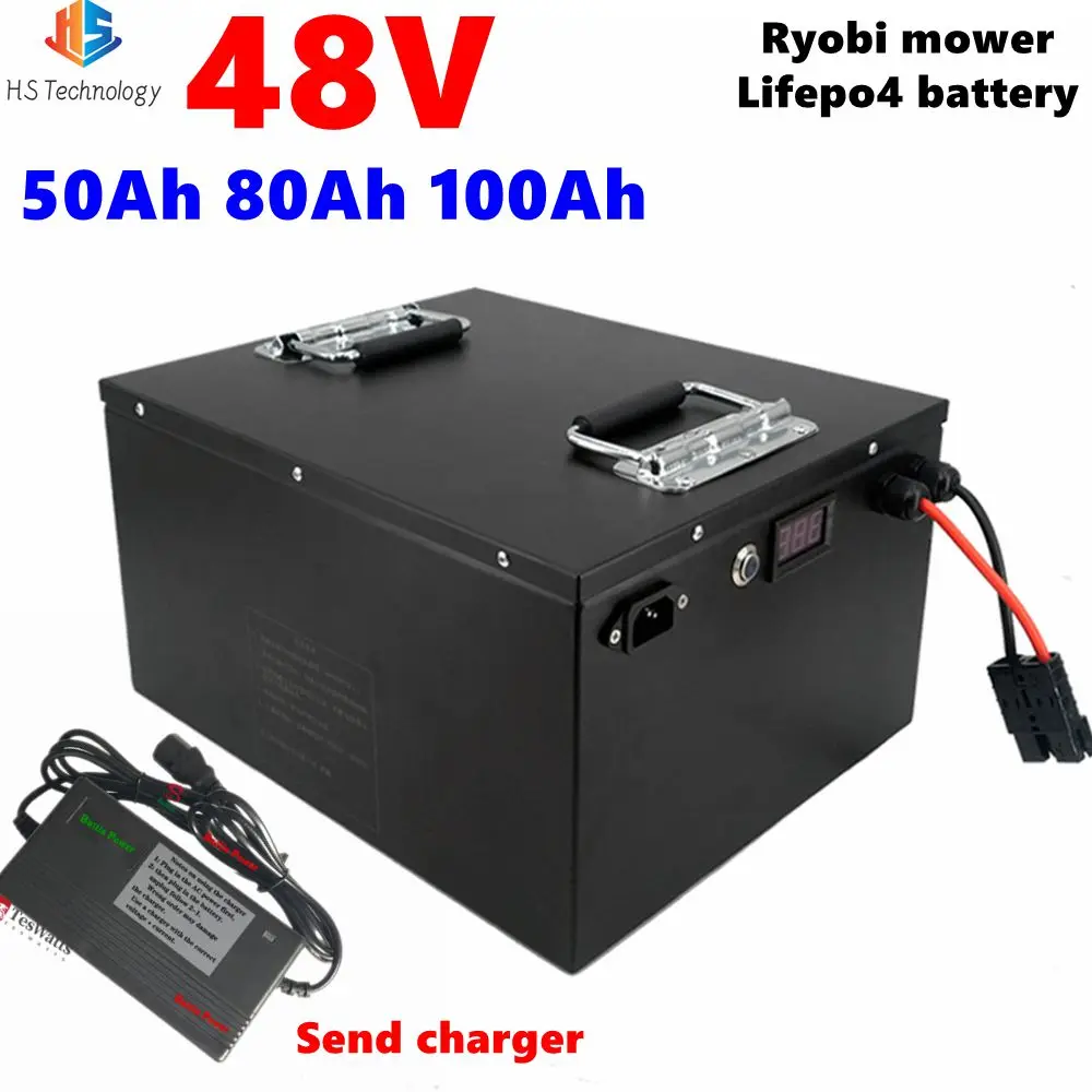 Литиевый аккумулятор HS 48V 50AH 80Ah 100Ah Lifepo4 для Ryobi RM480e RM300e ZT480ex 300MV косилка с нулевым