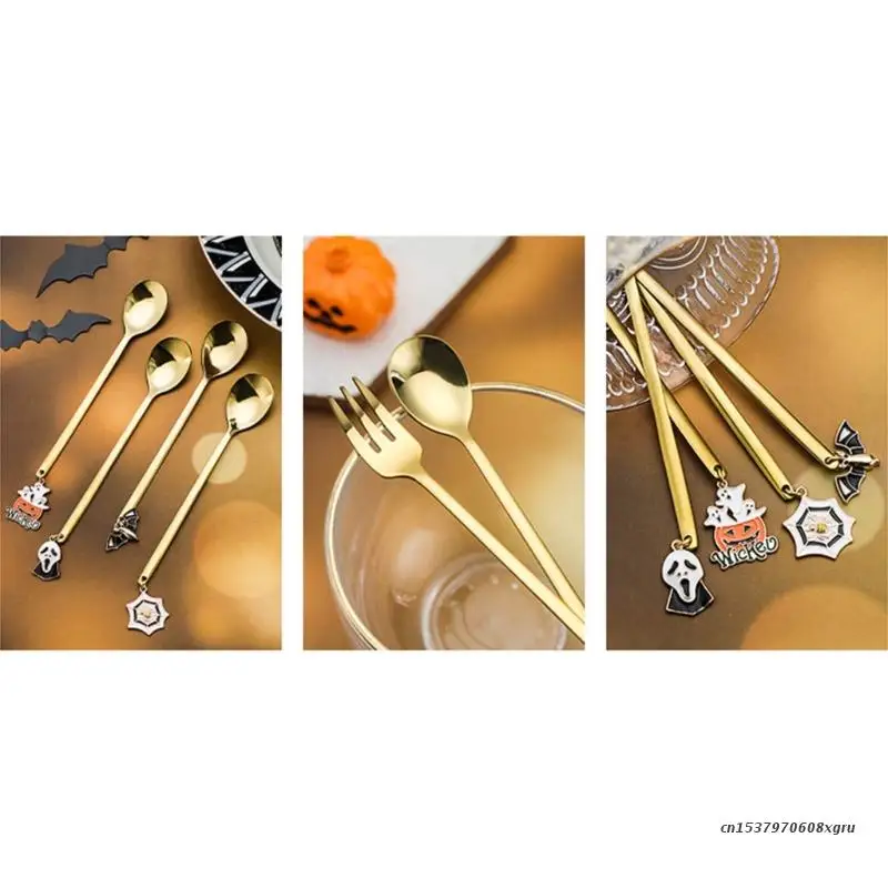 6 шт. вилки на Хэллоуин ложка для перемешивания десерт кофе столовые приборы