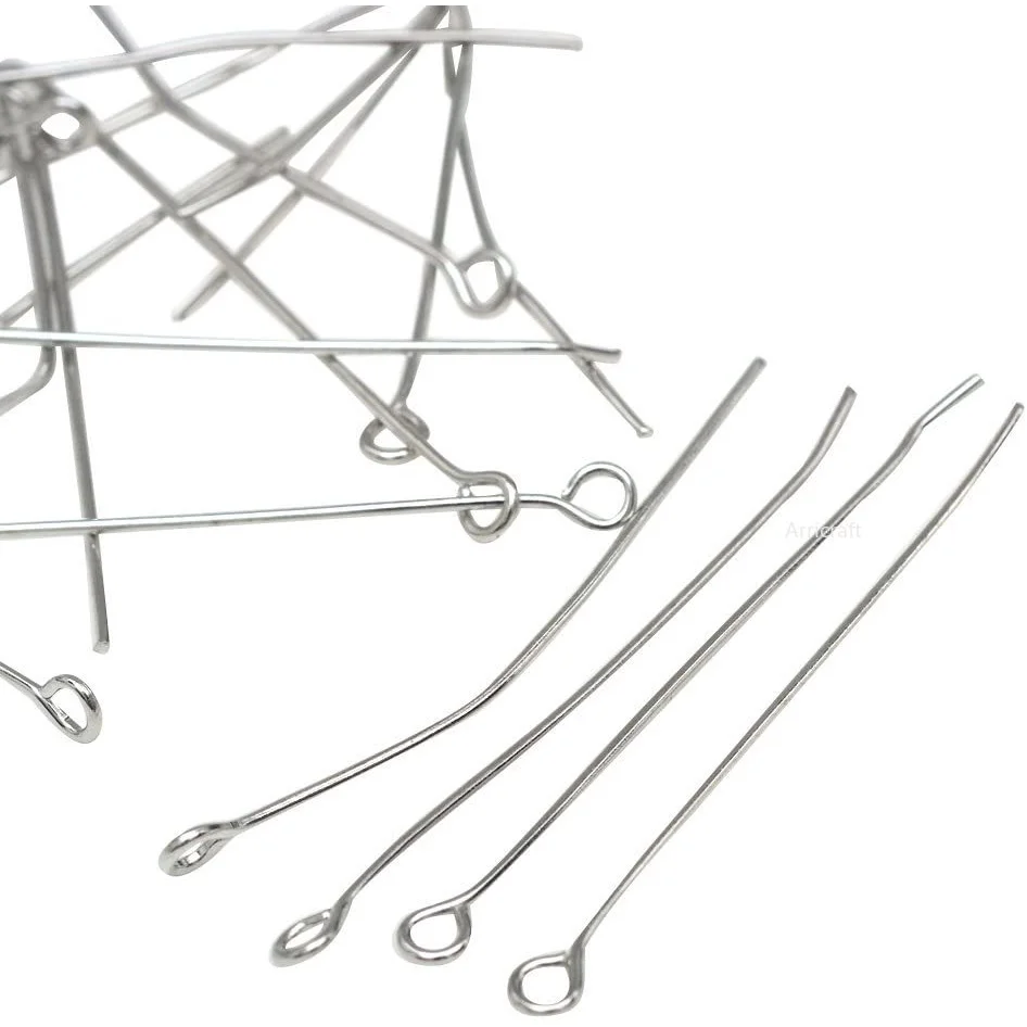 

500g Iron Eyepins Nickel Free Platinum 45x0.7mm Hole: 2mm; About 2500pcs/500g