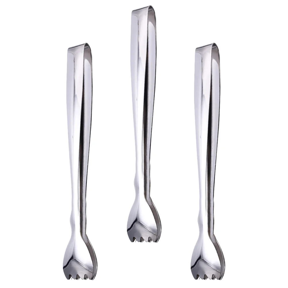 3Pcs Stainless Steel Ice Tongs Serving Food Tongs Restaurant Kitchen Tongs