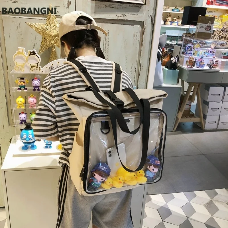 

Women Big bag Backpack Clear Pocket With Large Display Layer School-Bag Backpack Girl's Bag SacIta 15 Inch Laptop