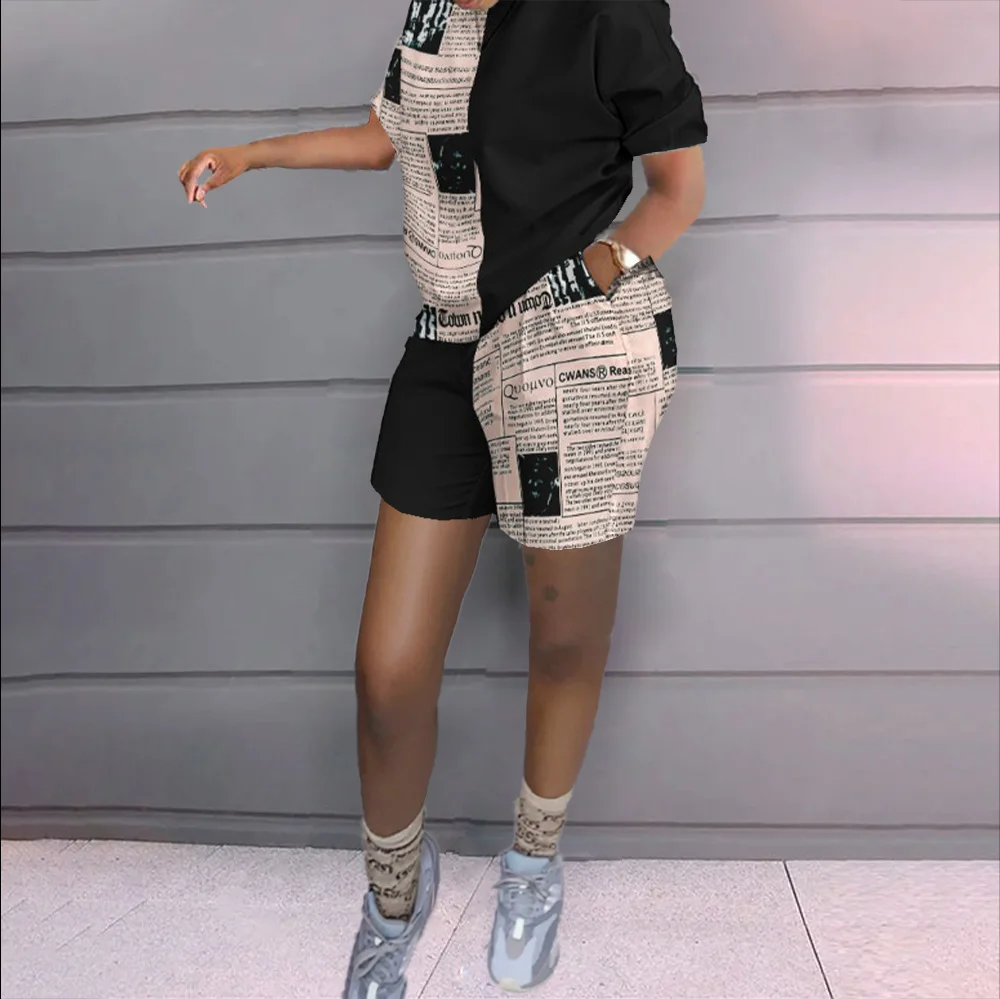 Женский спортивный костюм из двух предметов Повседневная футболка и