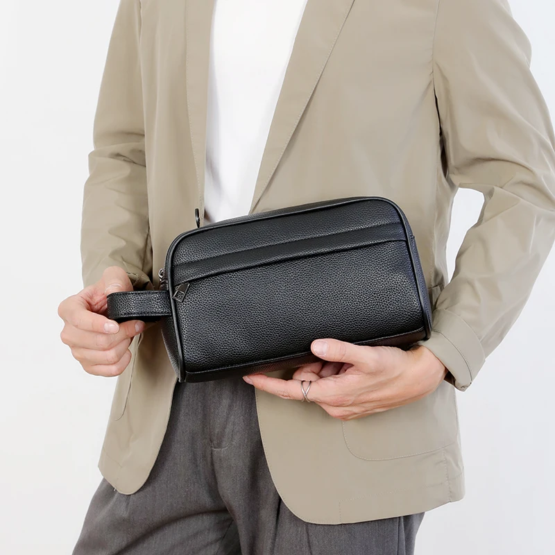 Bag for men Solid color large capacity PU leather men's handbag bolsos para hombre sacoches hommes clutch bag sac a main