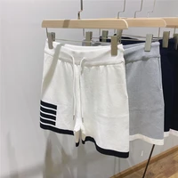 side four bar drawstring shorts tb college style sports sweatpants hot pants loose and thin ice silk knitted pants female summer