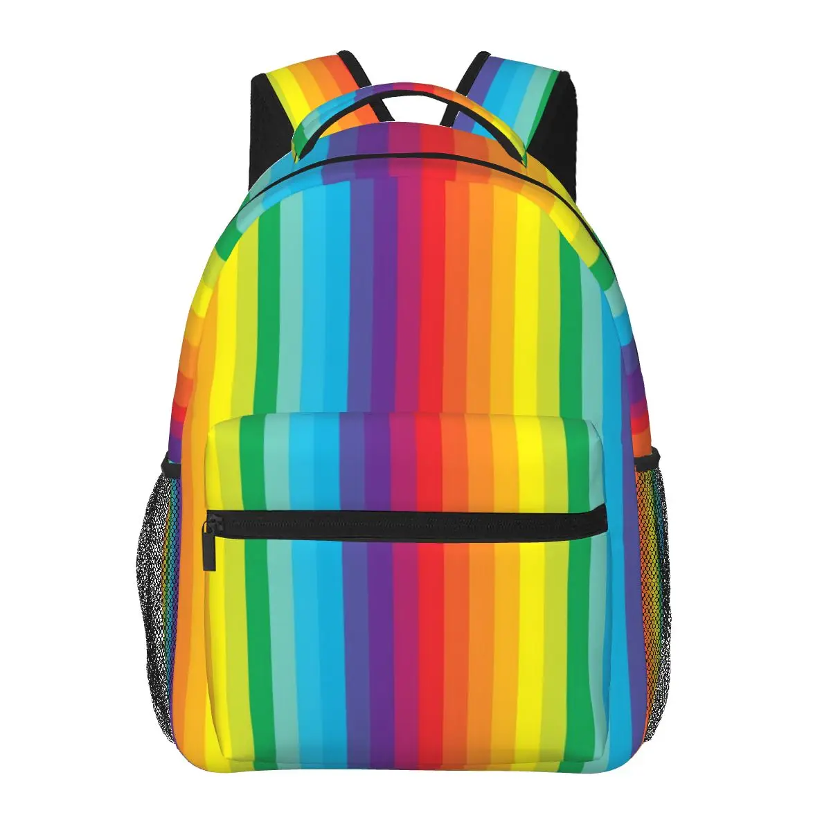 

Rainbow Striped Backpack Colorful Print Outdoor Backpacks Women Men Custom Print School Bags Aesthetic Rucksack