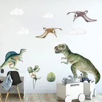 jurassic raptor tyrannosaurus dinosaur kids wall sticker watercolor peel and stick wall decals boy room interior home decor