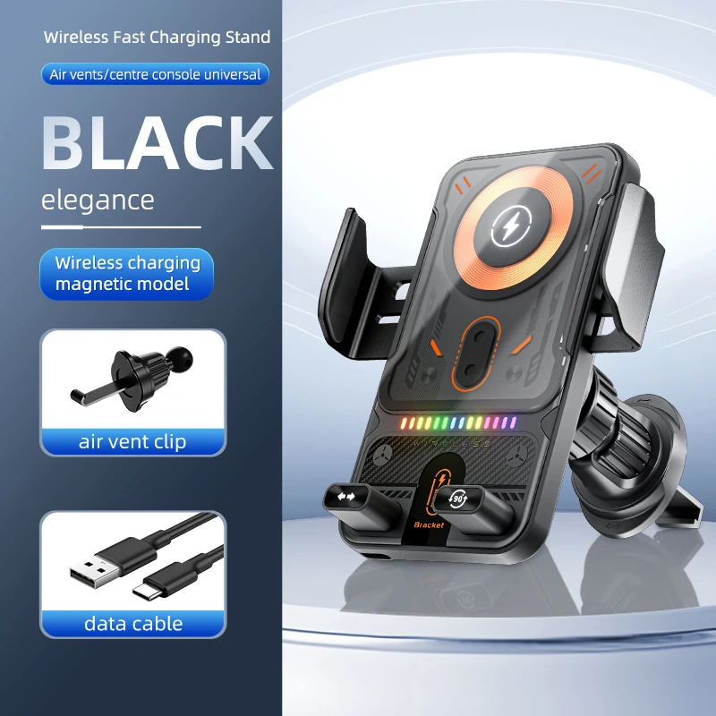 

Xiaomi Dual Motor Auto Open Close Беспроводная зарядка Автомобильное крепление для телефона 15 Вт Быстрая зарядка Авто 360 ° Поворот для iPhone Samsung Huawei