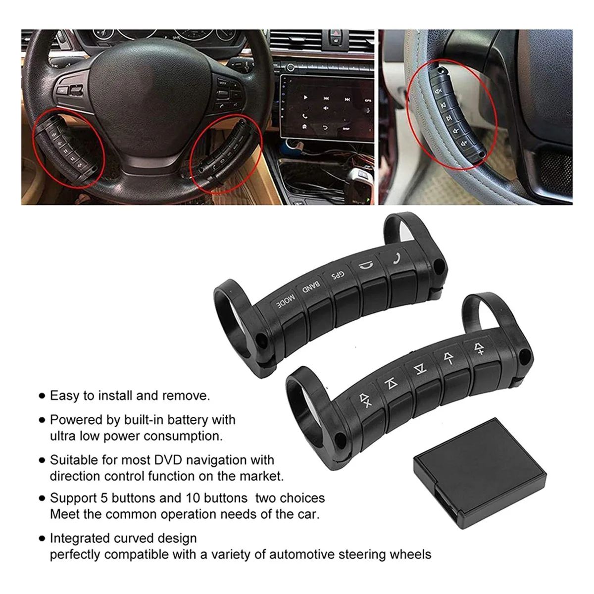 

Steering Wheel Controller Universal Car Steering Wheel Remote Control Wireless DVD Navigation Buttons Controller