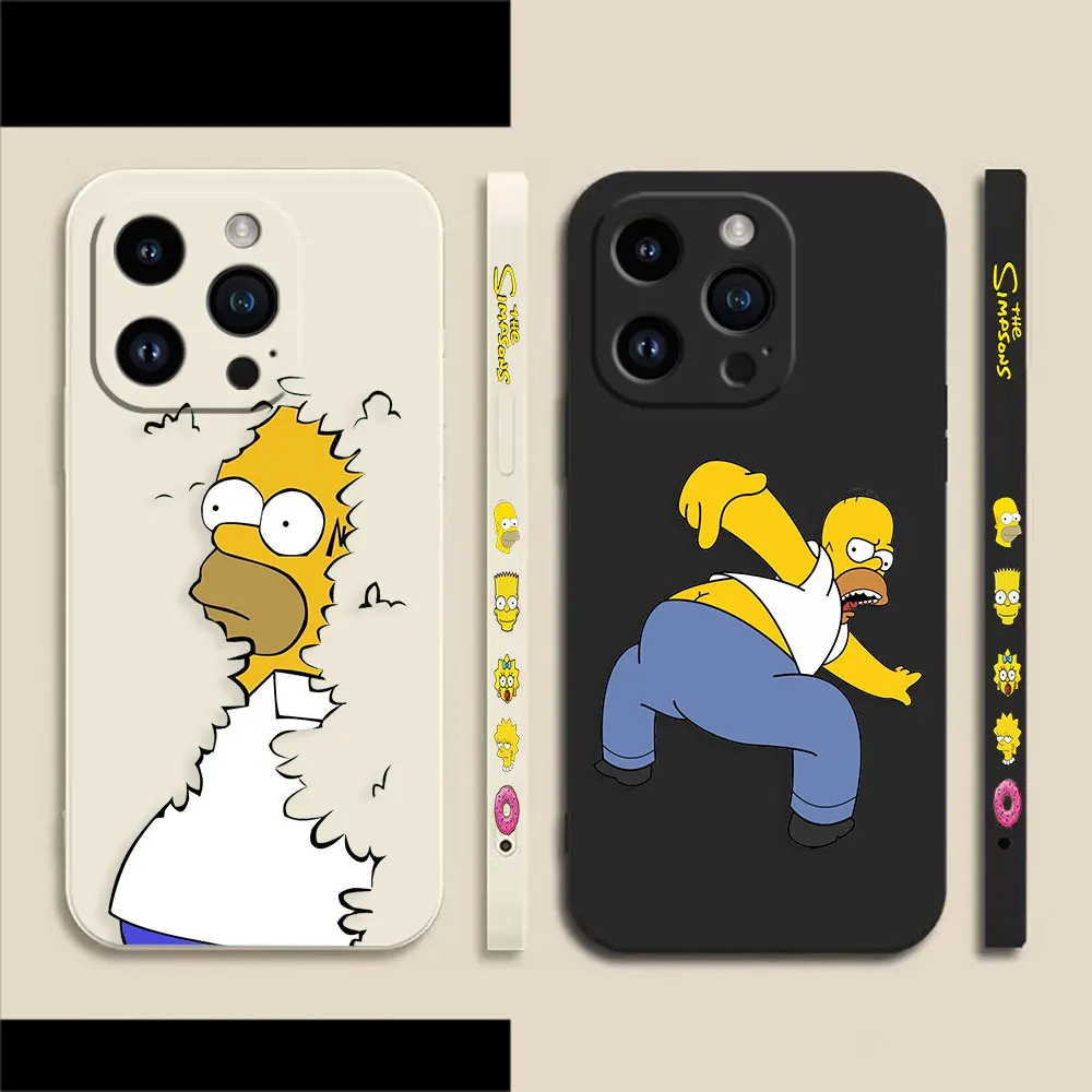 

Homer The S-Simpsons Phone Case For Apple iPhone 14 13 12 11 Pro XS Max Mini X XR SE 7 8 6 6S Plus Colour Liquid Case Funda Capa