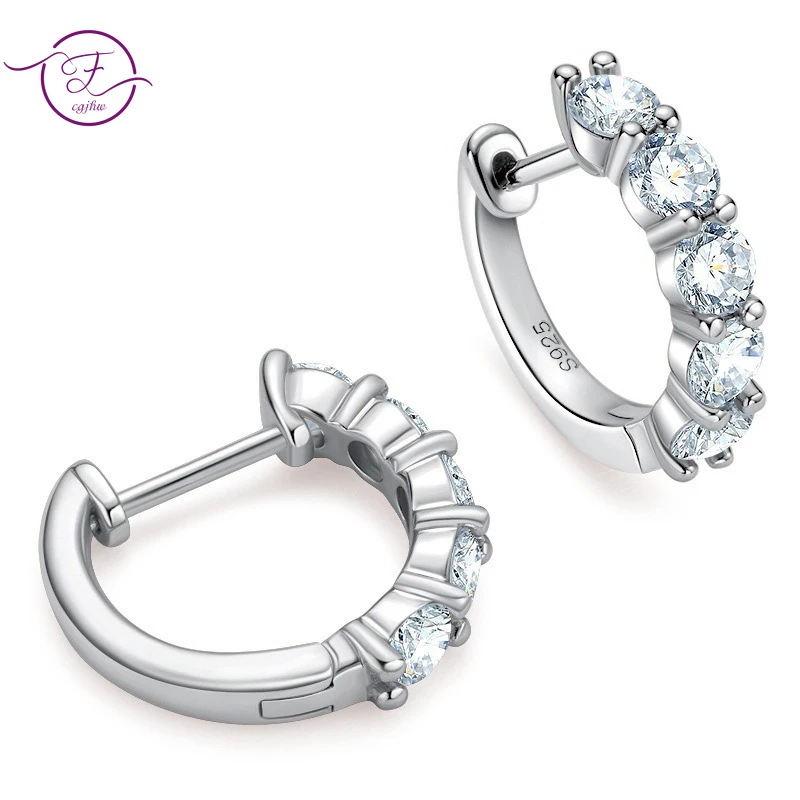 

925 Sterling Silver 4mm 3cttw D Color Moissanite Huggie Hoop Earrings Luxury Circle Earrings for Women