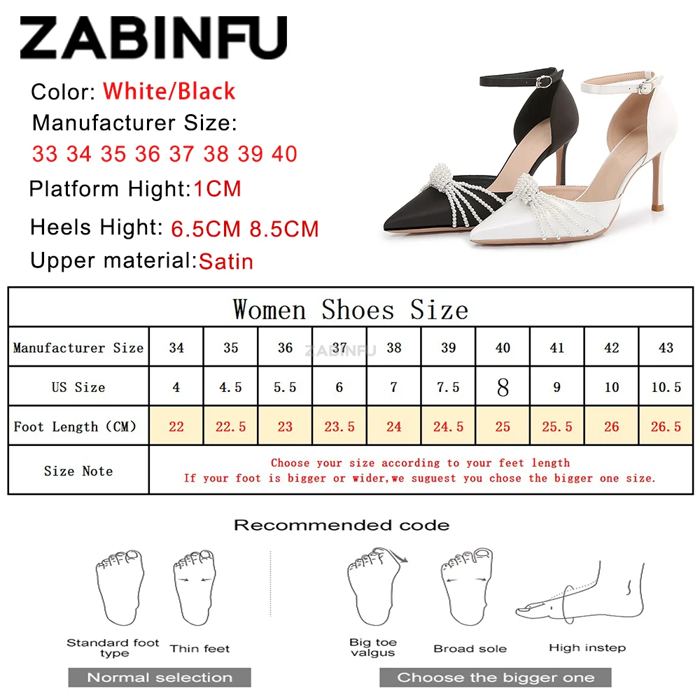 Pearl Chain Luxury Women Heels 2023 New In Pointed Toe Stiletto Ankle Buckle Heeled Sandals Sexy Satin White Wedding Shoes Bride