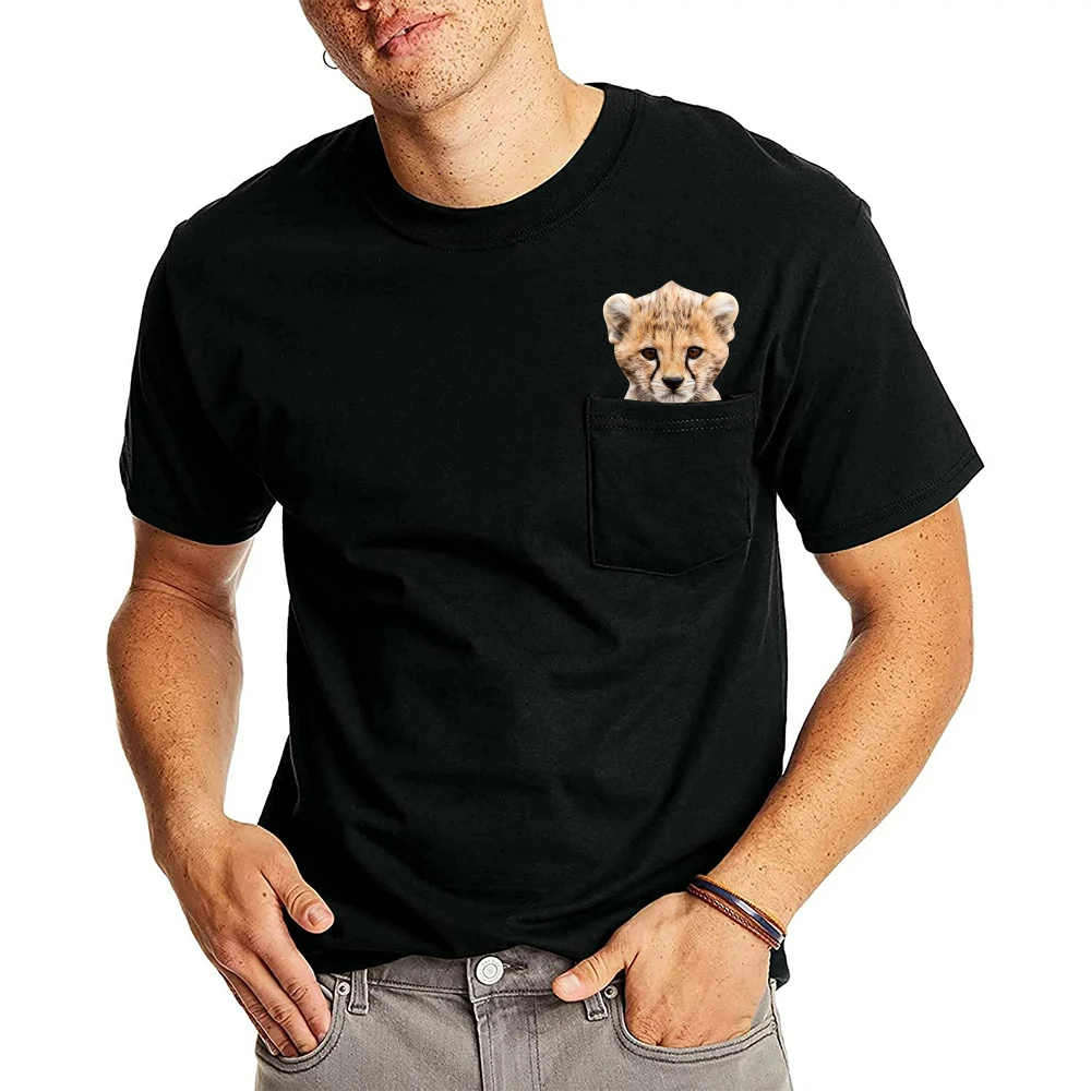 Футболка мужская из хлопка с коротким рукавом и карманом для пальцев