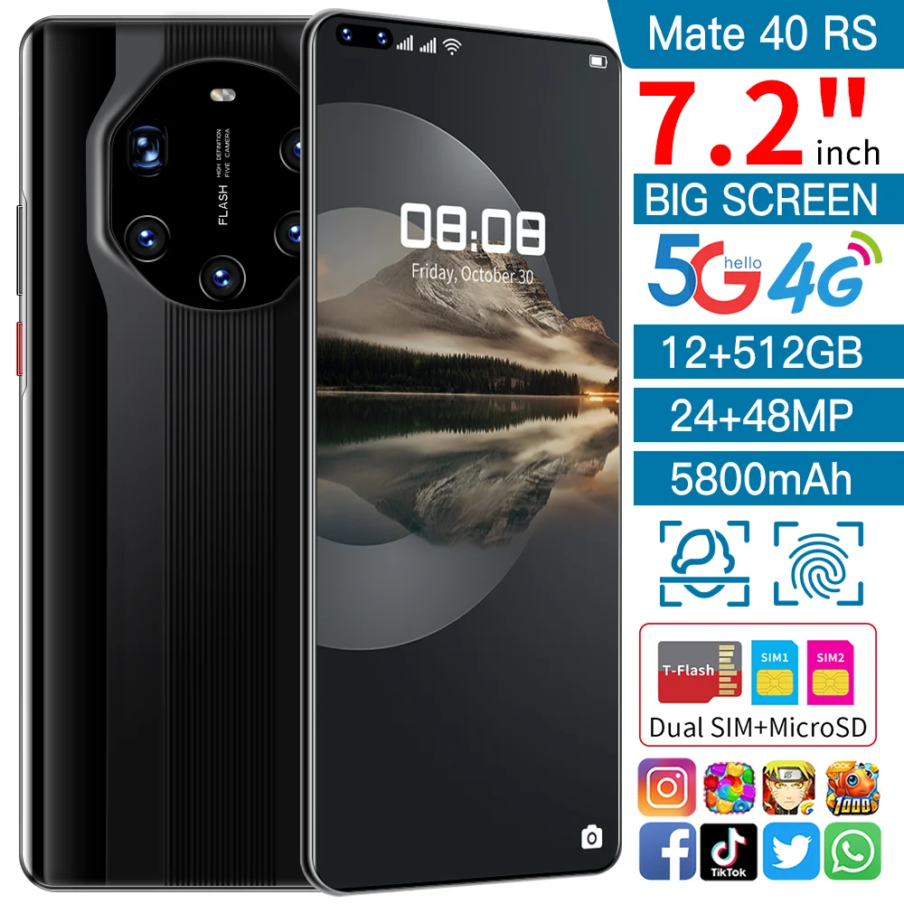 

Mate40 RS смартфон, экран 7,2 дюйма, 12 Гб + 512 ГБ