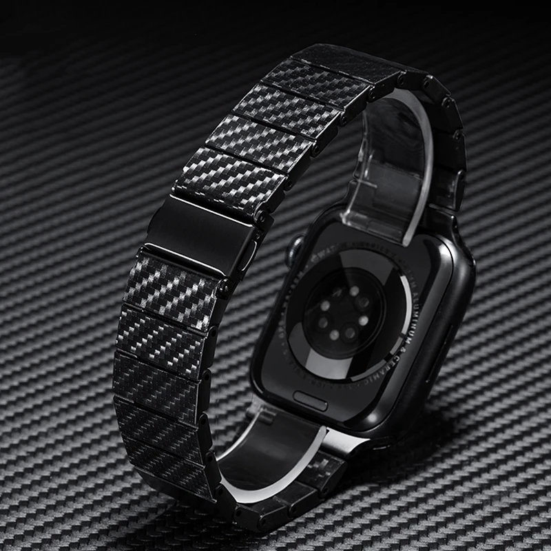 

Ремешок из углеродного волокна для Apple Watch band, роскошный тонкий браслет для iWatch Series 3 4 5 6 SE 7, 44 мм 45 мм 41 мм 40 мм 42 мм 38 мм