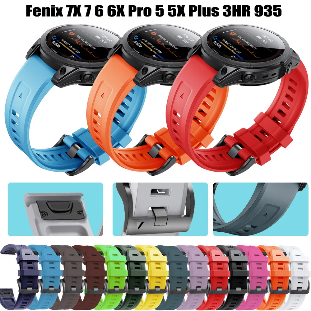

26 22mm Quickfit Watchband Straps For Garmin Fenix 7X 6X 5X Plus 3HR Silicone Easyfit Wrist Strap For Fenix 6 7 5 935 Epix Gen 2