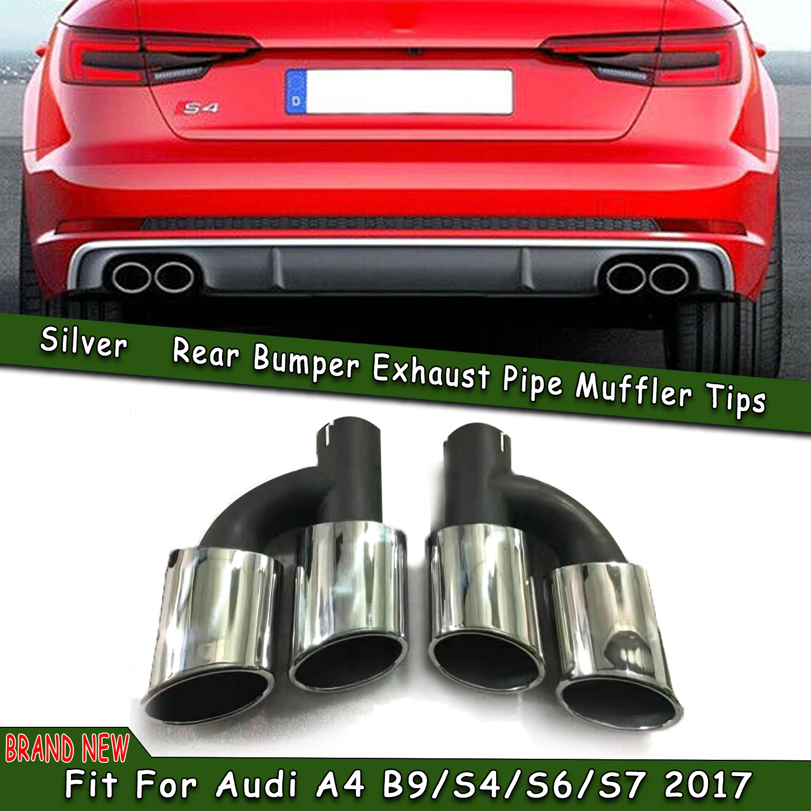

Автомобильный глушитель выхлопной трубы, наконечник, двойной выпускной клапан, выходная выхлопная труба для Audi A4 B9 S4 S6 S7 2017