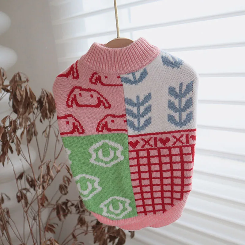 

Autumn And Winter Warm Dog Sweater French Bulldog Schnauzer Bichon Small Dog And Cat Pet Clothes Color-Blocking Pullover Sweater