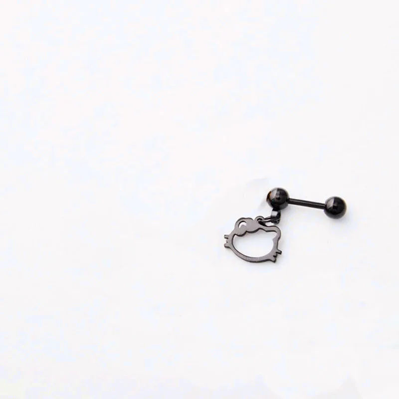 2PC Cute Cat Heart Stud Earrings Stainless Steel Ear Piercing Earring Cartilage Helix Ear Ring Tragus Conch Jewelry Korean Women images - 6