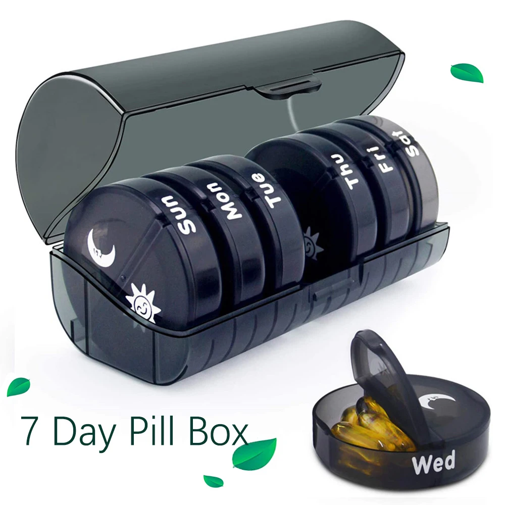 

Rainbow 7 Days Pill Box Organizer Plastic Storage Box Container Portable Medicine Pill's Case Weekly Pillbox Travel Essentials