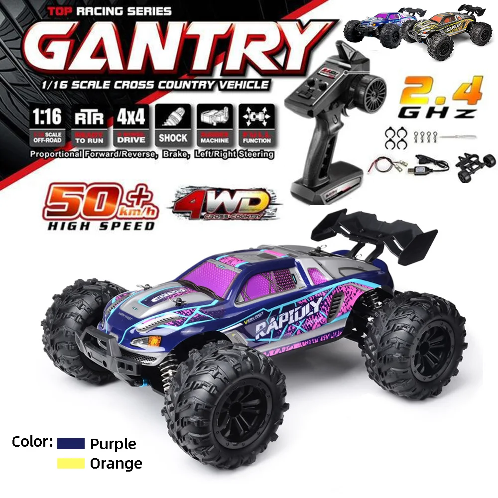 

1/16 Scale RC Car 2.4G 50KM High Speed 4WD Rock Car Driving Big Car LED Headlight Remote Control Car Off-Road Vehicle Toys