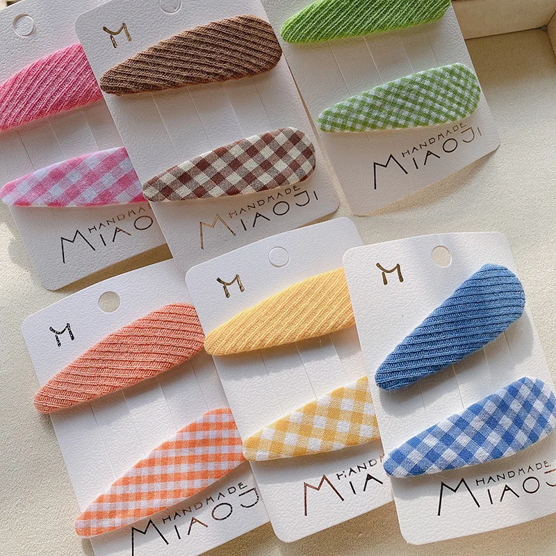 

Plaid Clip Hair Accessories for Women Fabric Drops Bangs Clips Girls Accessory New Headwear Apparel