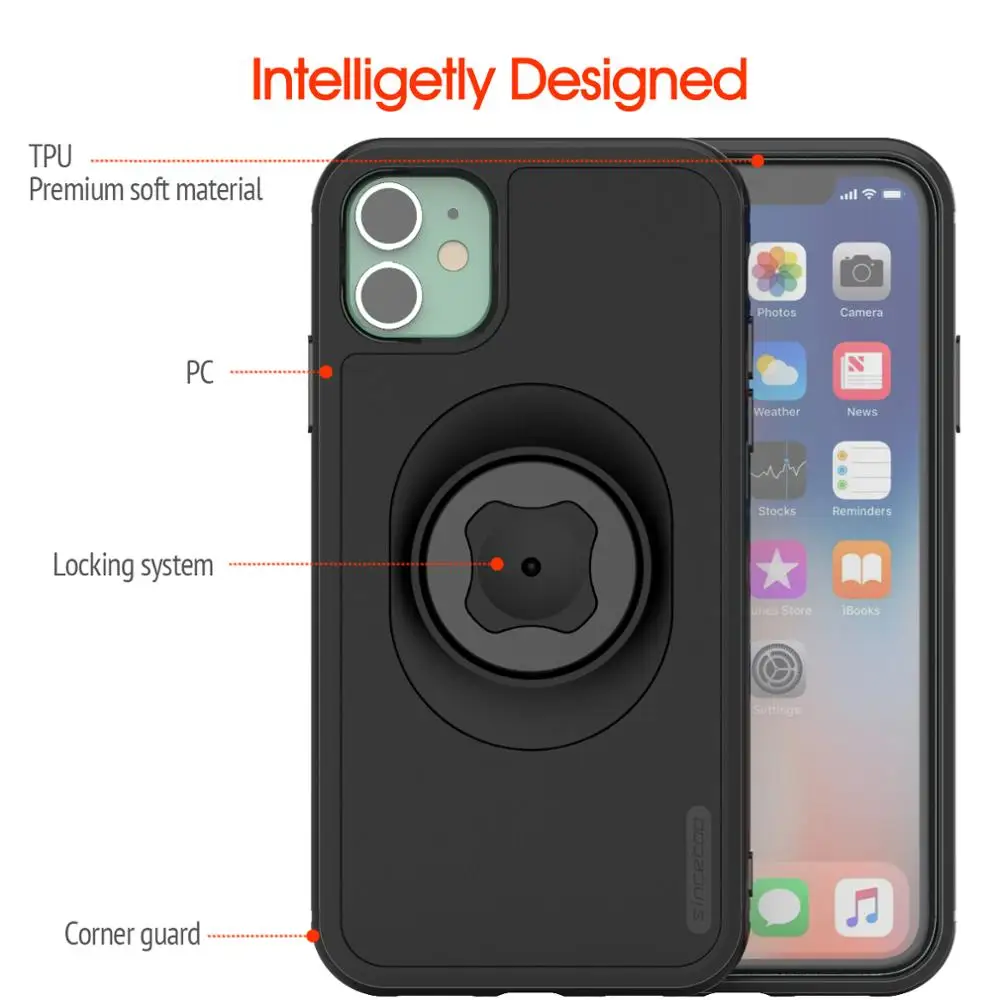 bike shockproof case with quick mount adapter protect case for iphone 11 pro xsmax xr 8 plus 7 6s belt clip bicycle phone holder free global shipping