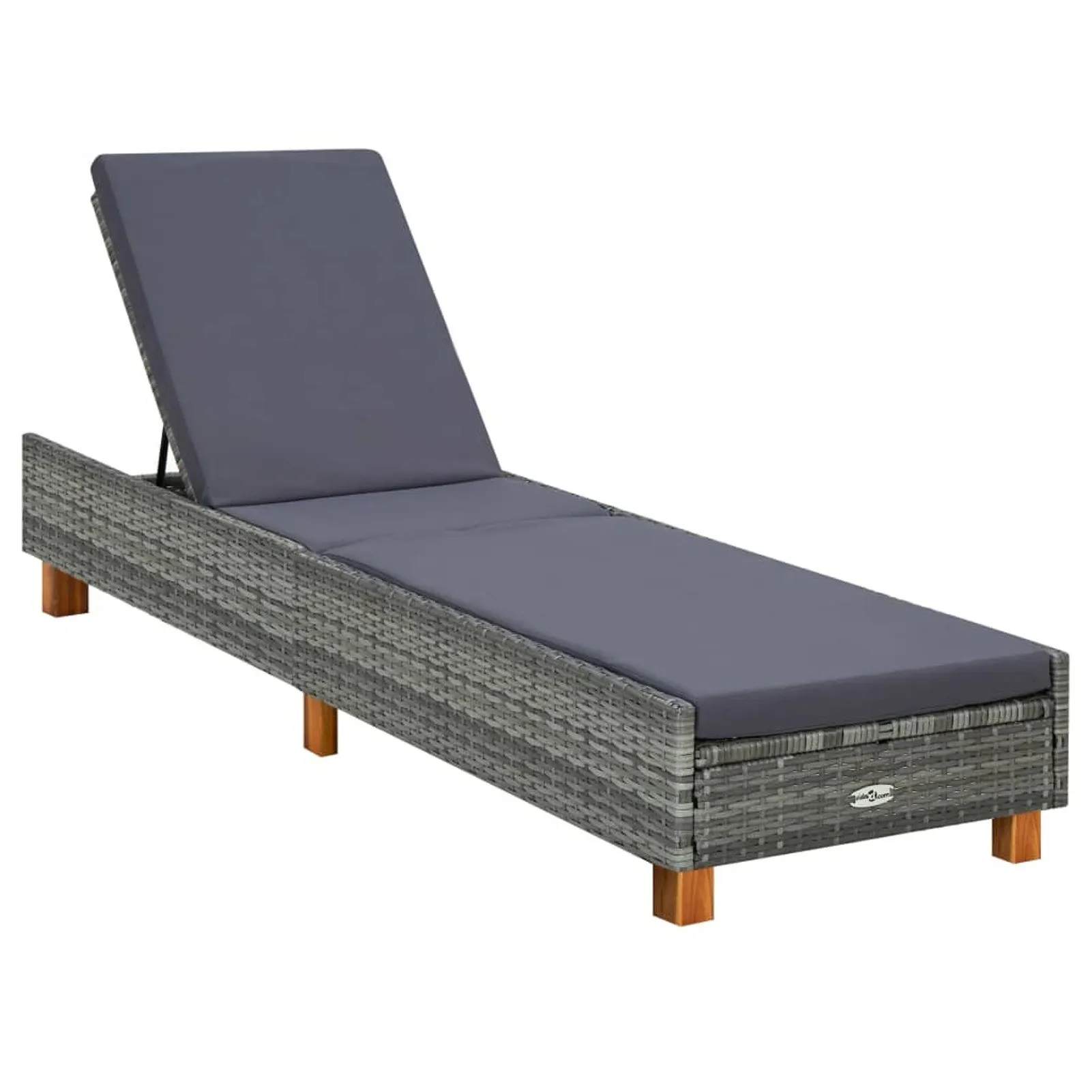 

Sunbed with Cushion Poly Rattan Gray