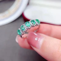 meibapj natural emerald gemstone fashion ring for women real 925 sterling silver charm fine wedding jewelry