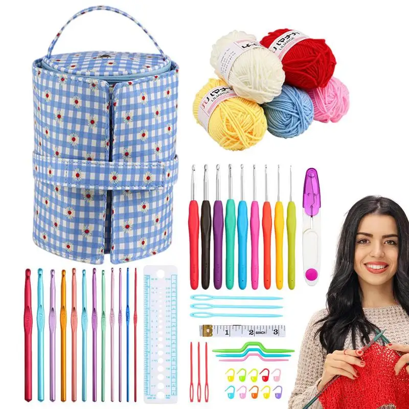 

Knitting Set Crochet Kit With Yarn Portable Knitting & Crochet Supplies Beginner Crochet Kit Crochet Needle DIY Yarn Weaving